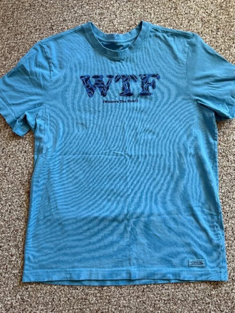 Life Is Good Men's WTF (Where's The Fish) Short Sleeve Tee -- Medium